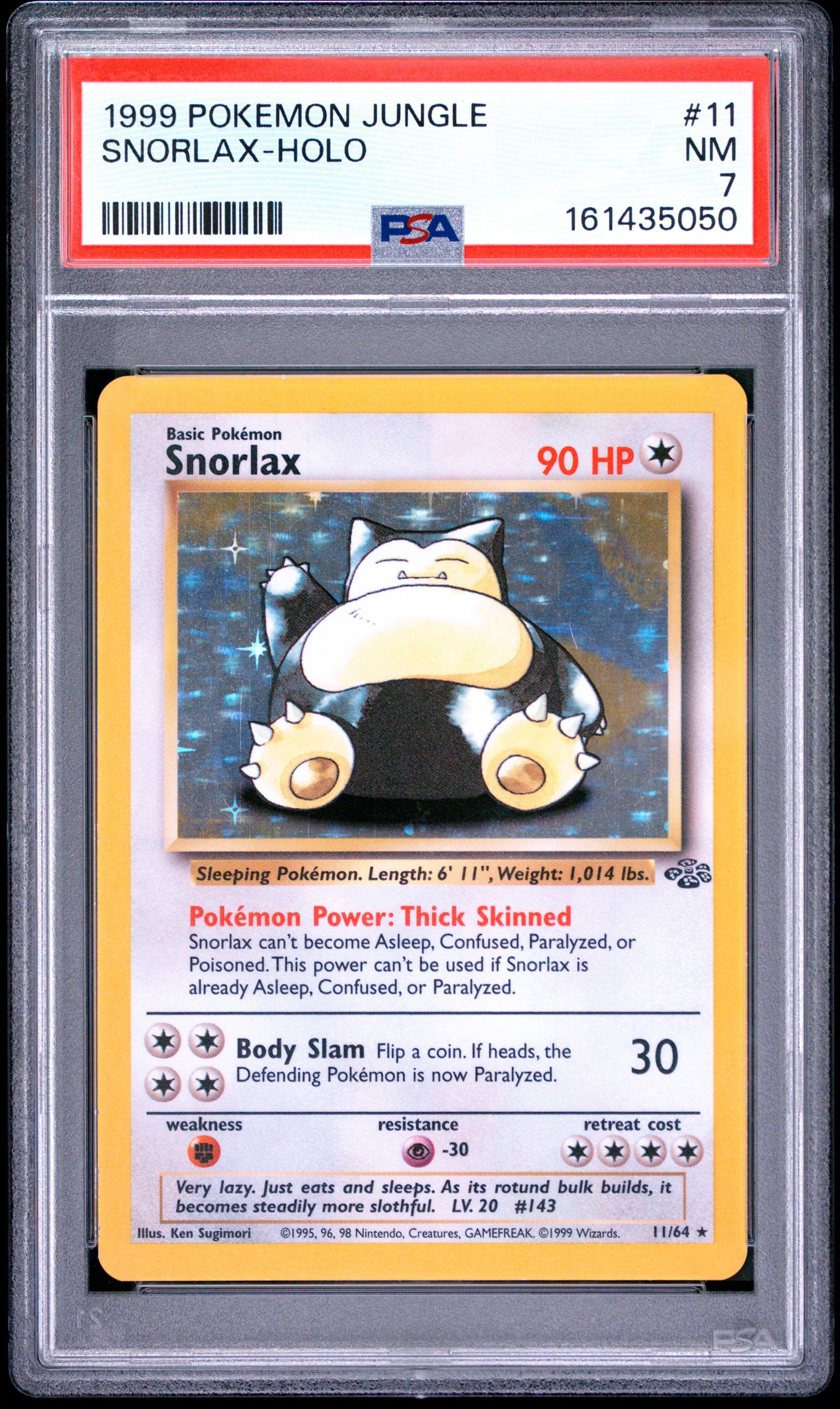 1999 POKEMON JUNGLE SNORLAX-HOLO #11 NM 7 161435050