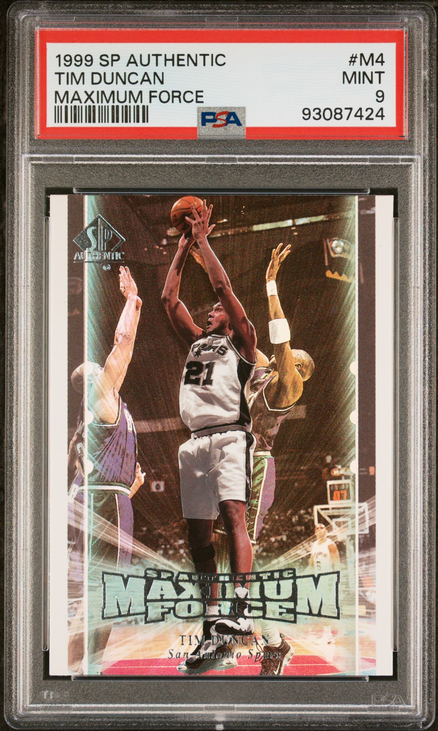 1999 SP AUTHENTIC MAXIMUM FORCE TIM DUNCAN #M4 MAXIMUM FORCE MINT 9 93087424