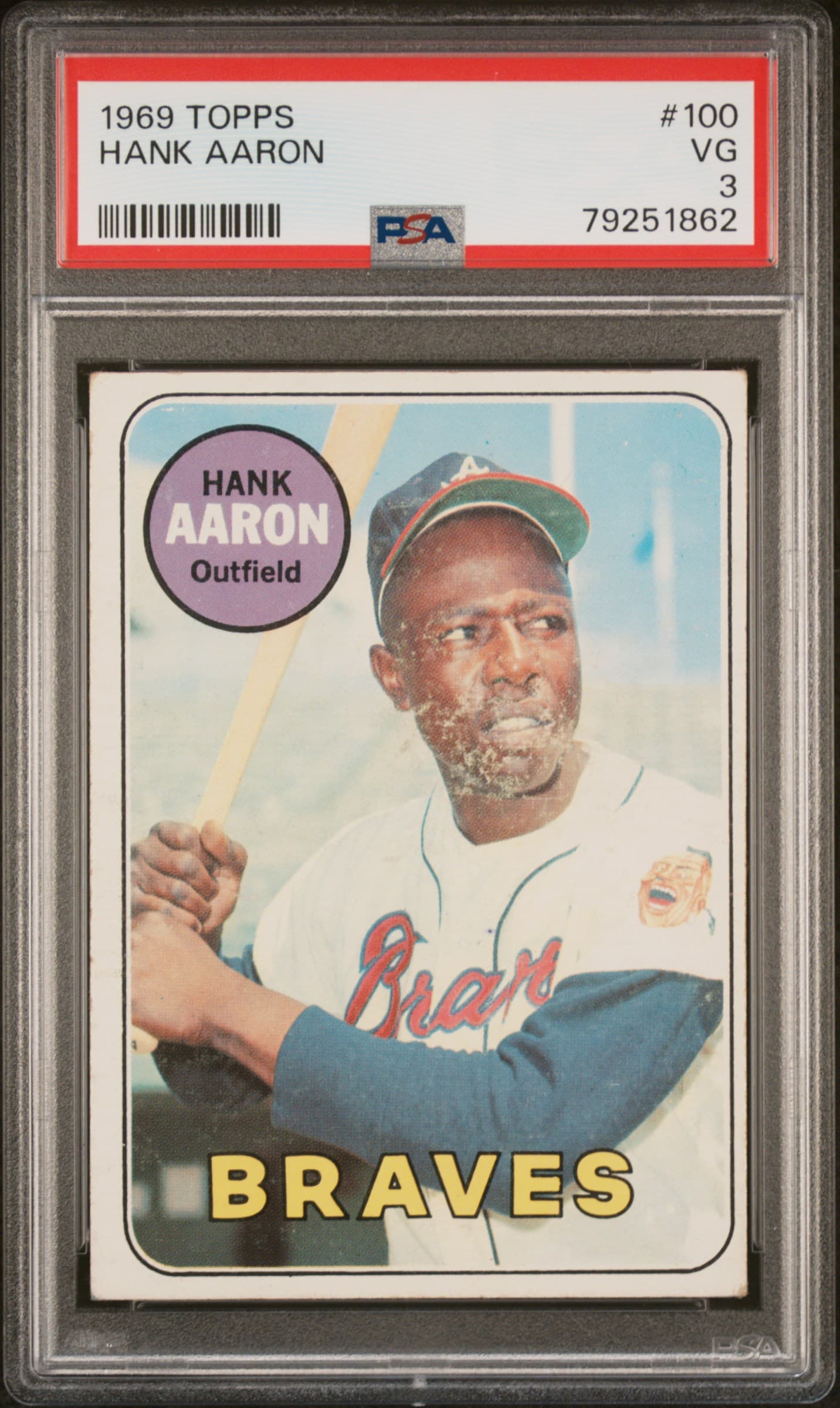 1969 TOPPS HANK AARON #100 VG 3 79251862