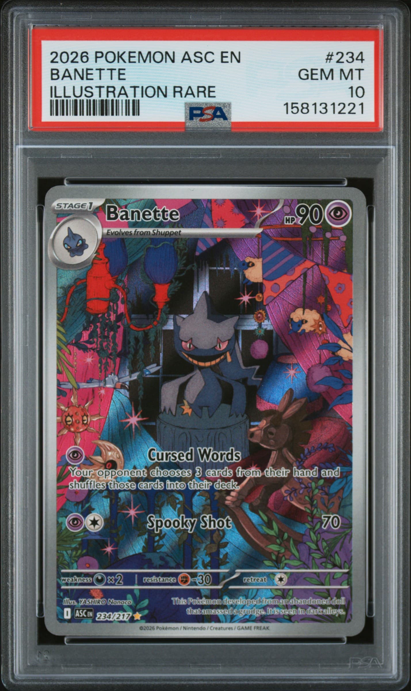 2026 POKEMON ASC EN-ASCENDED HEROES BANETTE #234 ILLUSTRATION RARE GEM MT 10 158131221