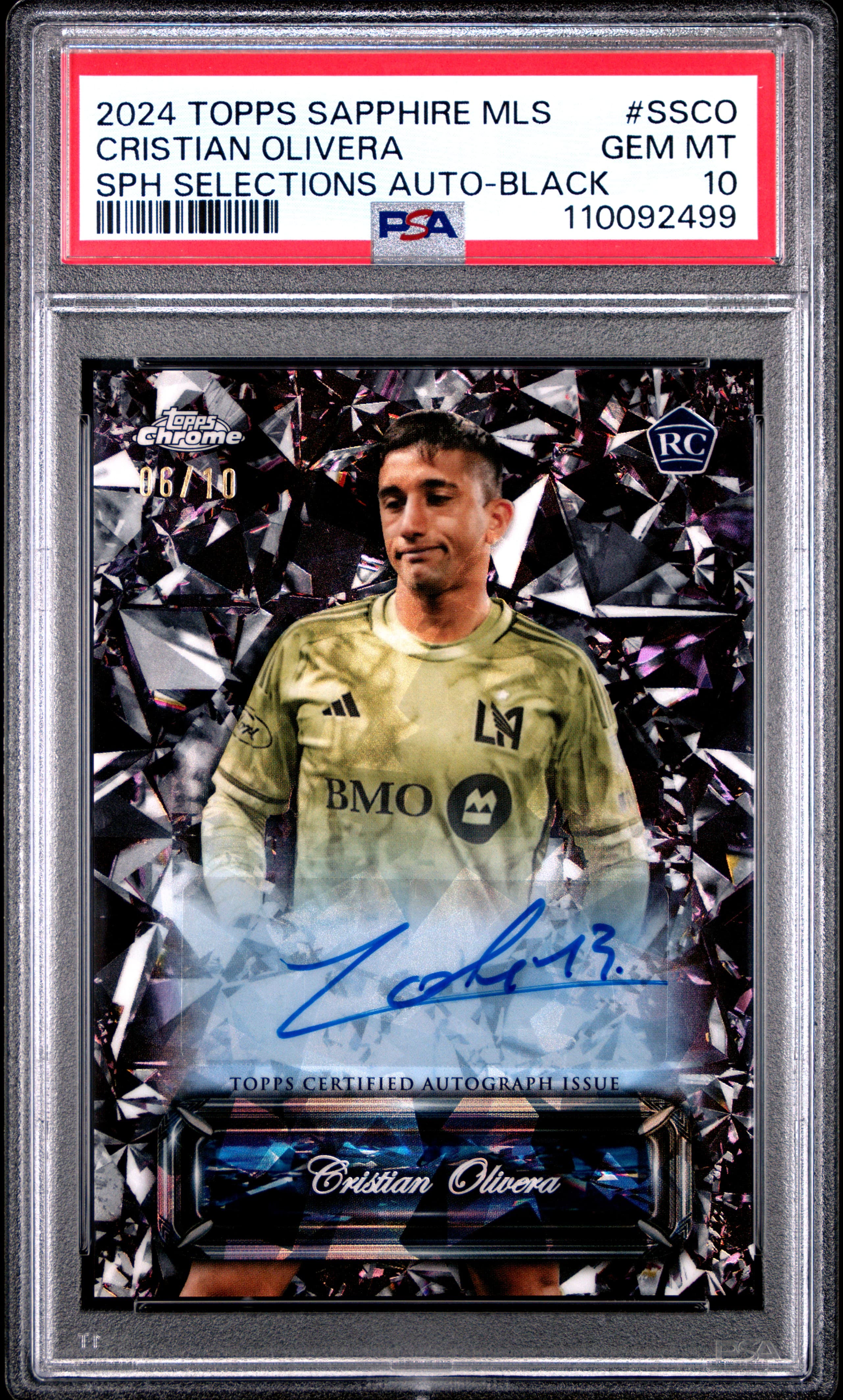 2024 TOPPS CHROME SAPPHIRE MLS SAPPHIRE SELECTIONS AUTOGRAPHS CRISTIAN OLIVERA #SSCO SPH SELECTIONS AUTO-BLACK GEM MT 10 110092499