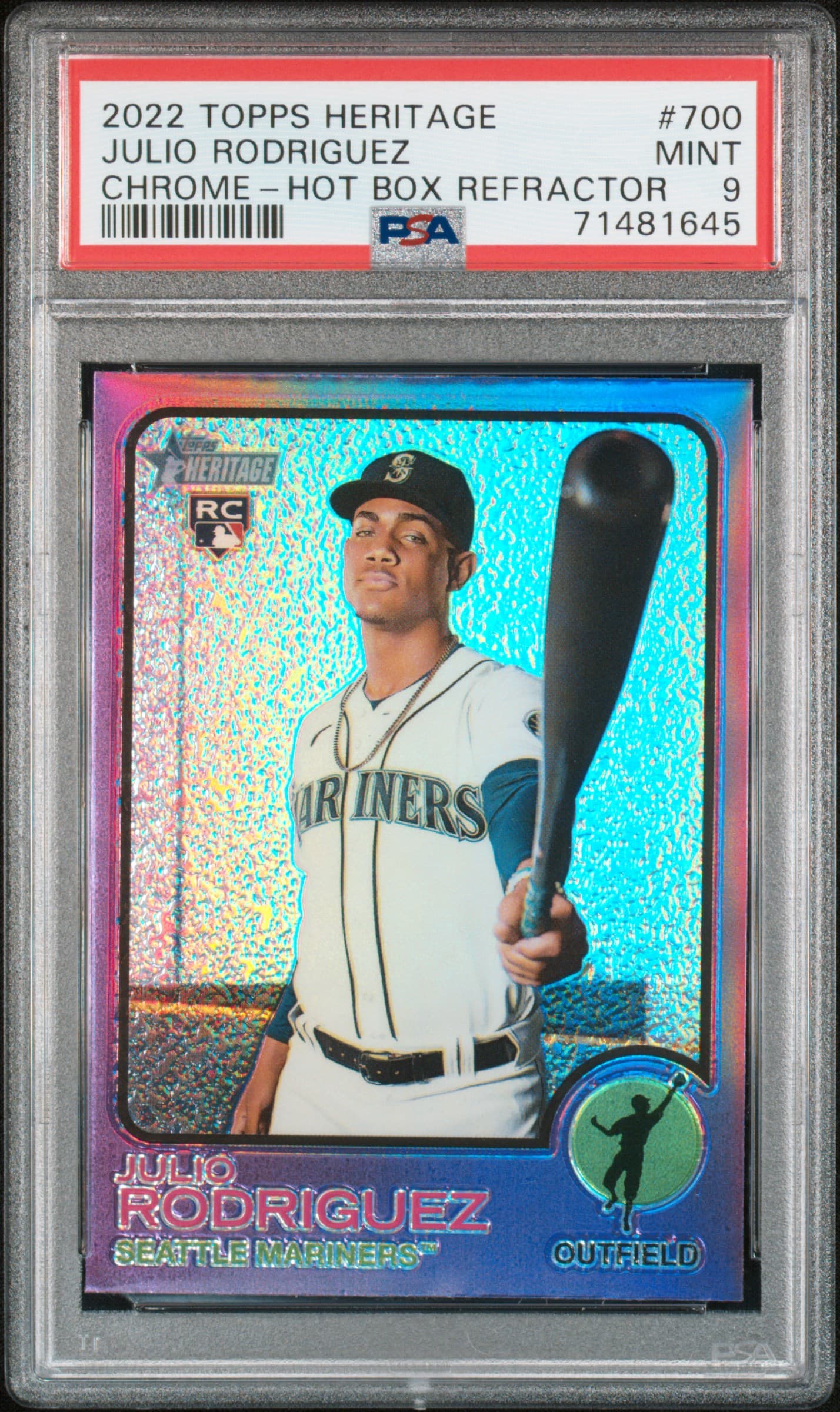 2022 TOPPS HERITAGE JULIO RODRIGUEZ #700 CHROME-HOT BOX REFRACTOR MINT 9 71481645