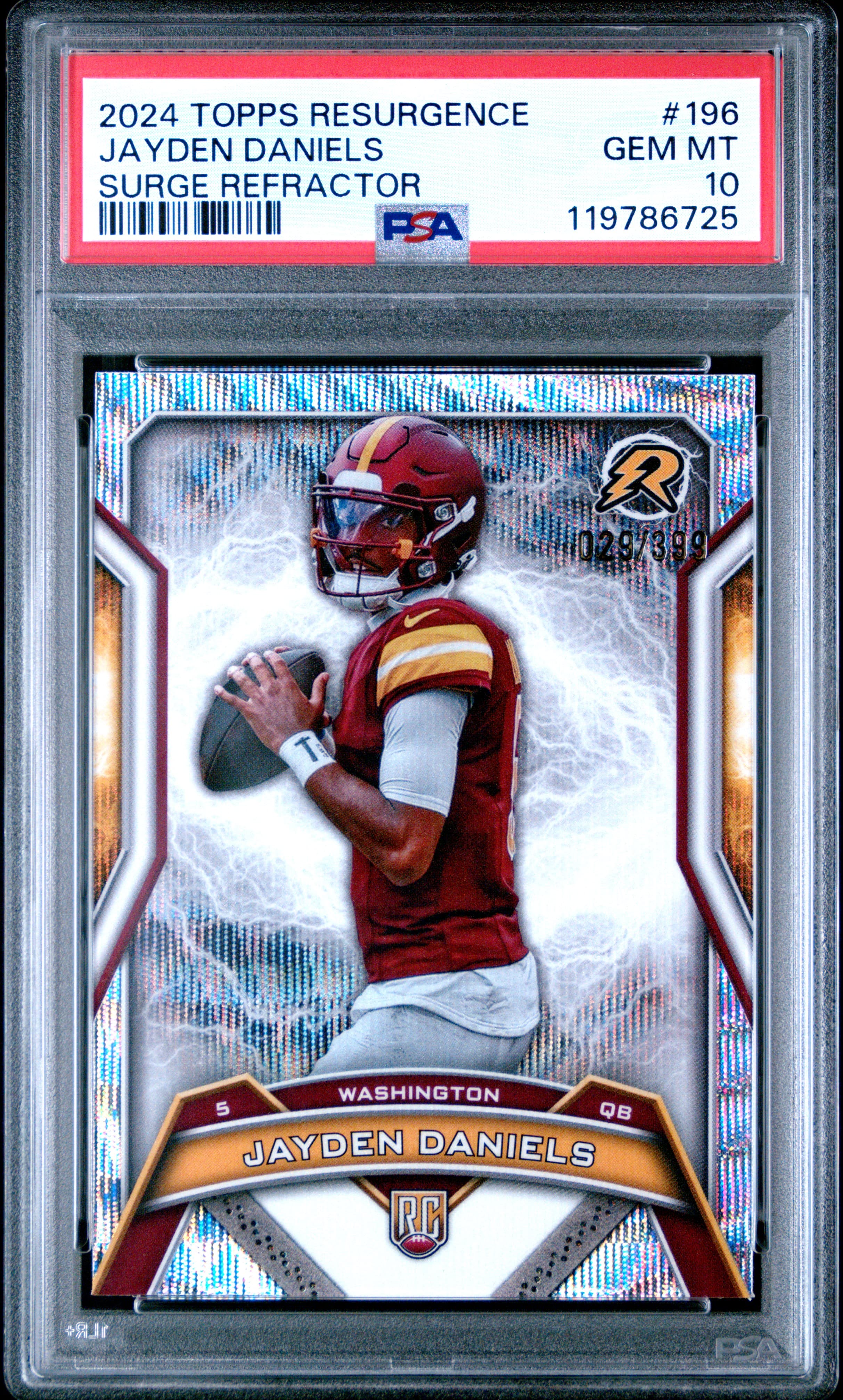 2024 TOPPS RESURGENCE JAYDEN DANIELS #196 SURGE REFRACTOR GEM MT 10 119786725