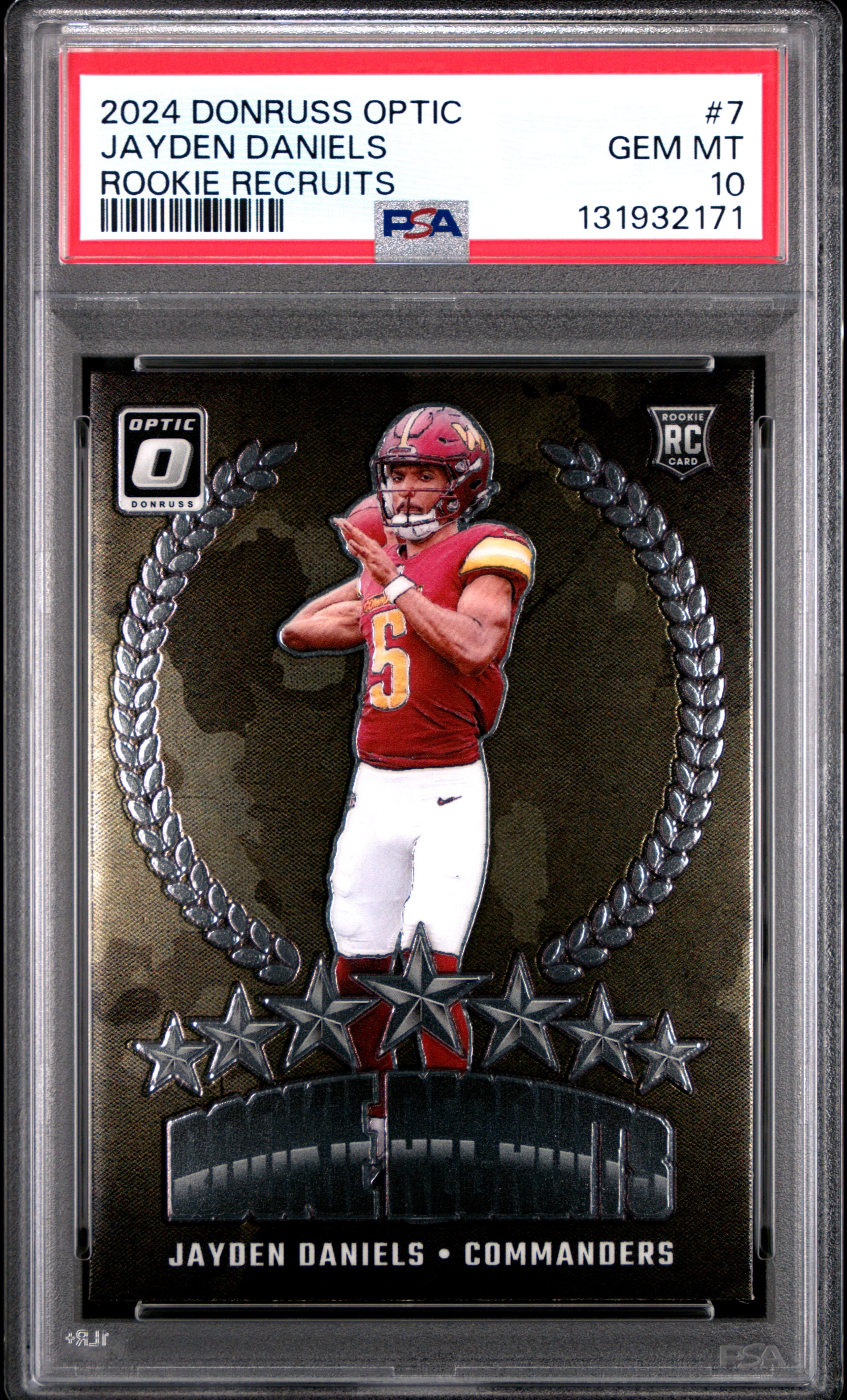 2024 PANINI DONRUSS OPTIC ROOKIE RECRUITS JAYDEN DANIELS #7 GEM MT 10 131932171