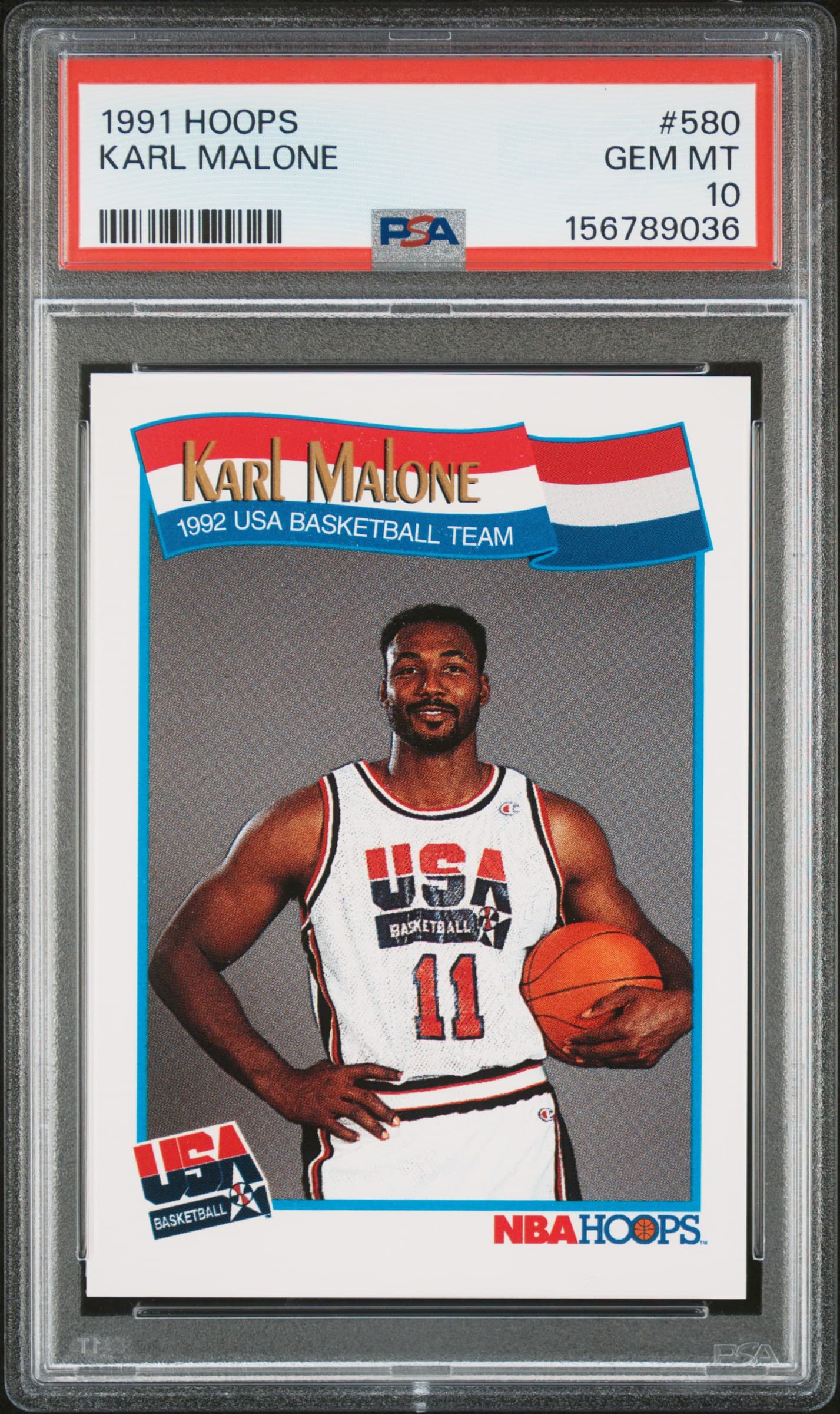 1991 HOOPS KARL MALONE #580 GEM MT 10 156789036
