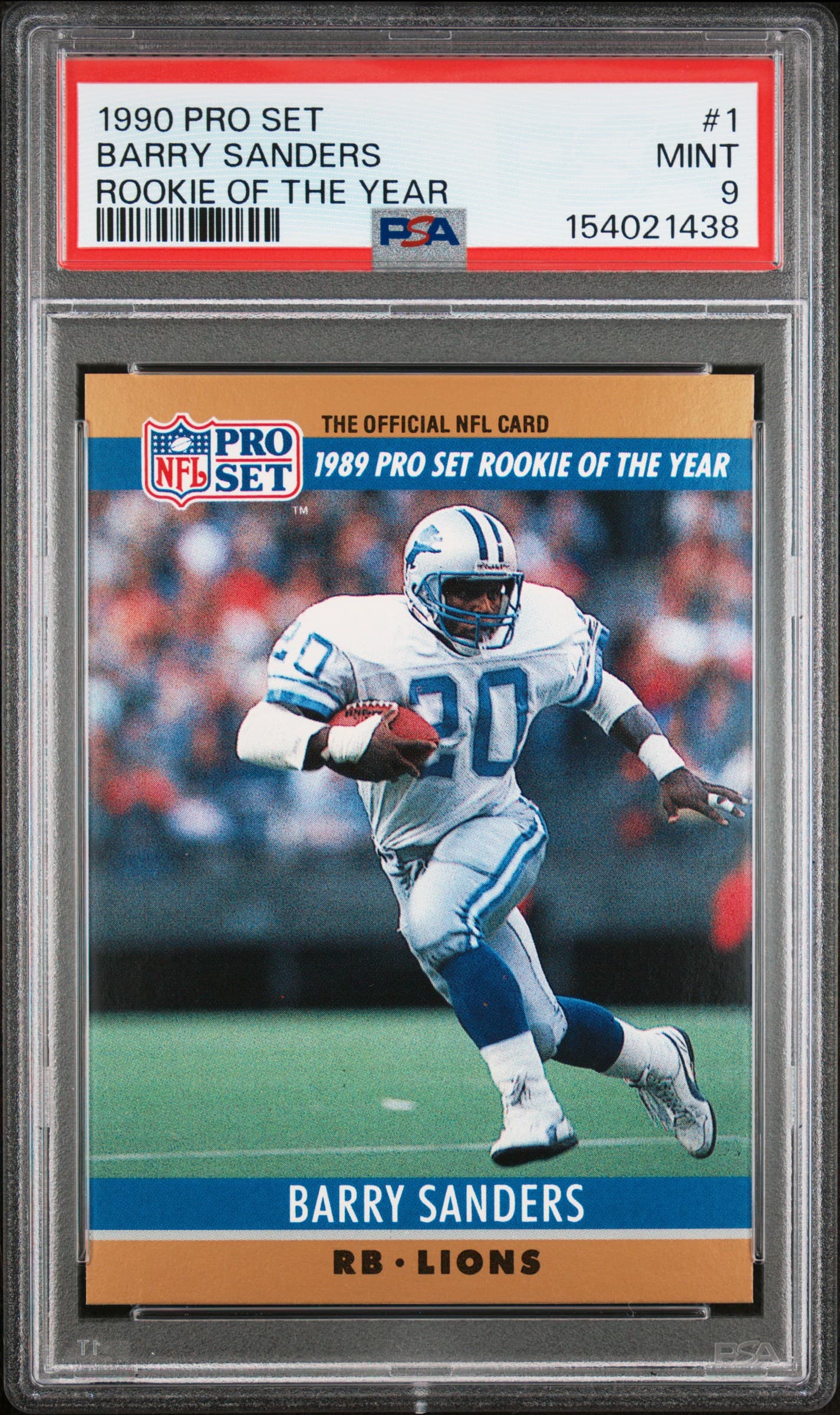 1990 PRO SET BARRY SANDERS #1 ROOKIE OF THE YEAR MINT 9 154021438