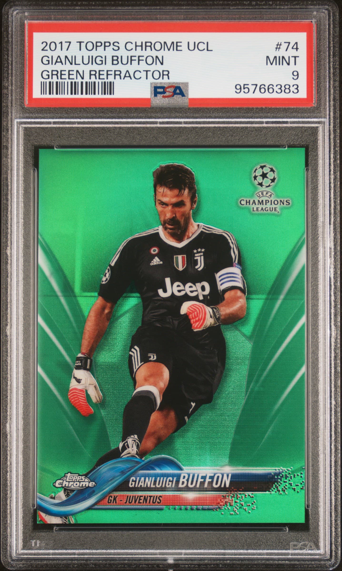 2017 TOPPS CHROME UEFA CHAMPIONS LEAGUE GIANLUIGI BUFFON #74 GREEN REFRACTOR MINT 9 95766383
