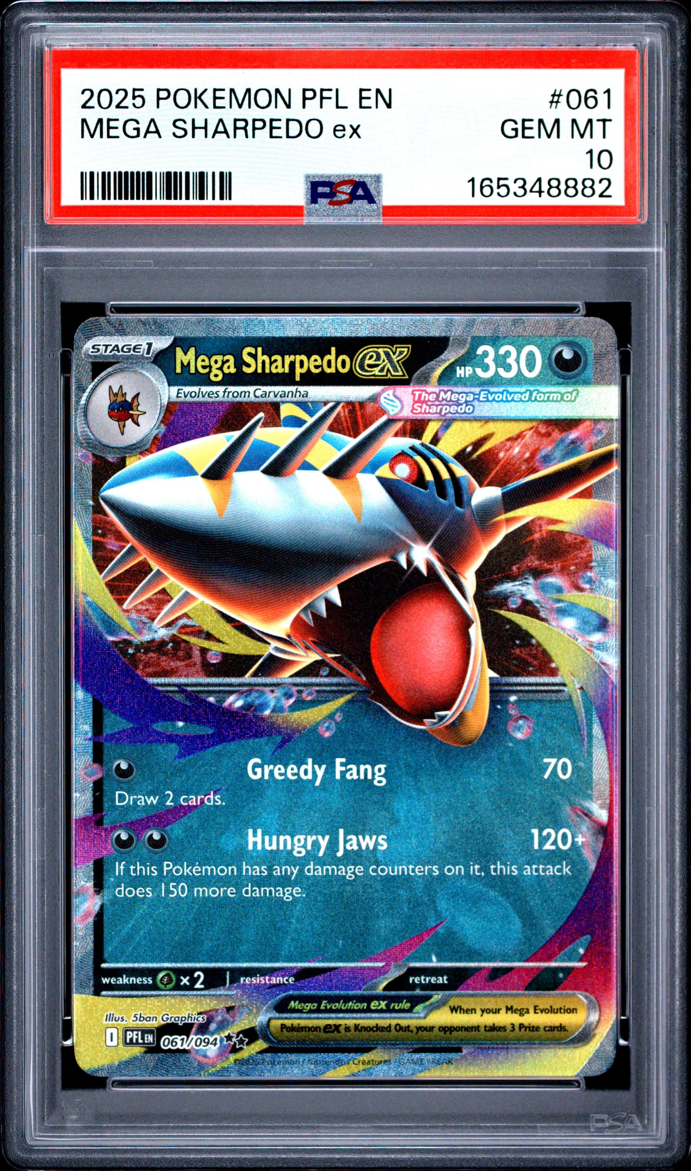2025 POKEMON PFL EN-PHANTASMAL FLAMES MEGA SHARPEDO ex #061 GEM MT 10 165348882