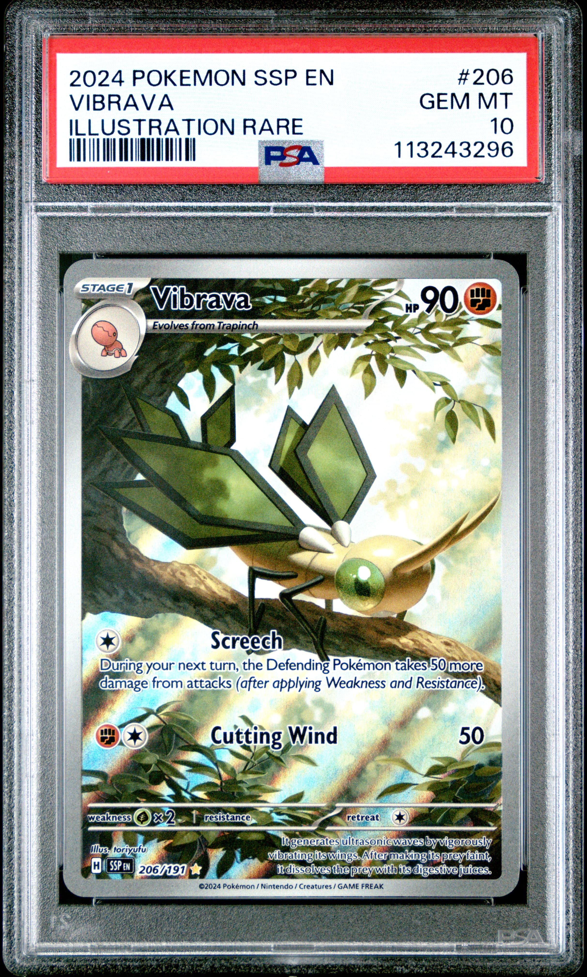 2024 POKEMON SSP EN-SURGING SPARKS VIBRAVA #206 ILLUSTRATION RARE GEM MT 10 113243296