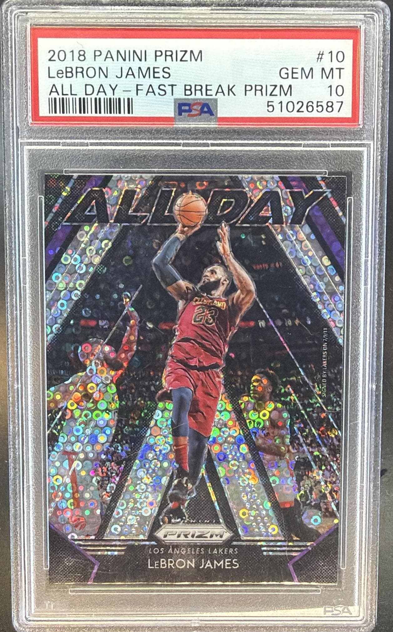 2018 PANINI PRIZM ALL DAY LeBRON JAMES #10 ALL DAY-FAST BREAK PRIZM GEM MT 10 51026587