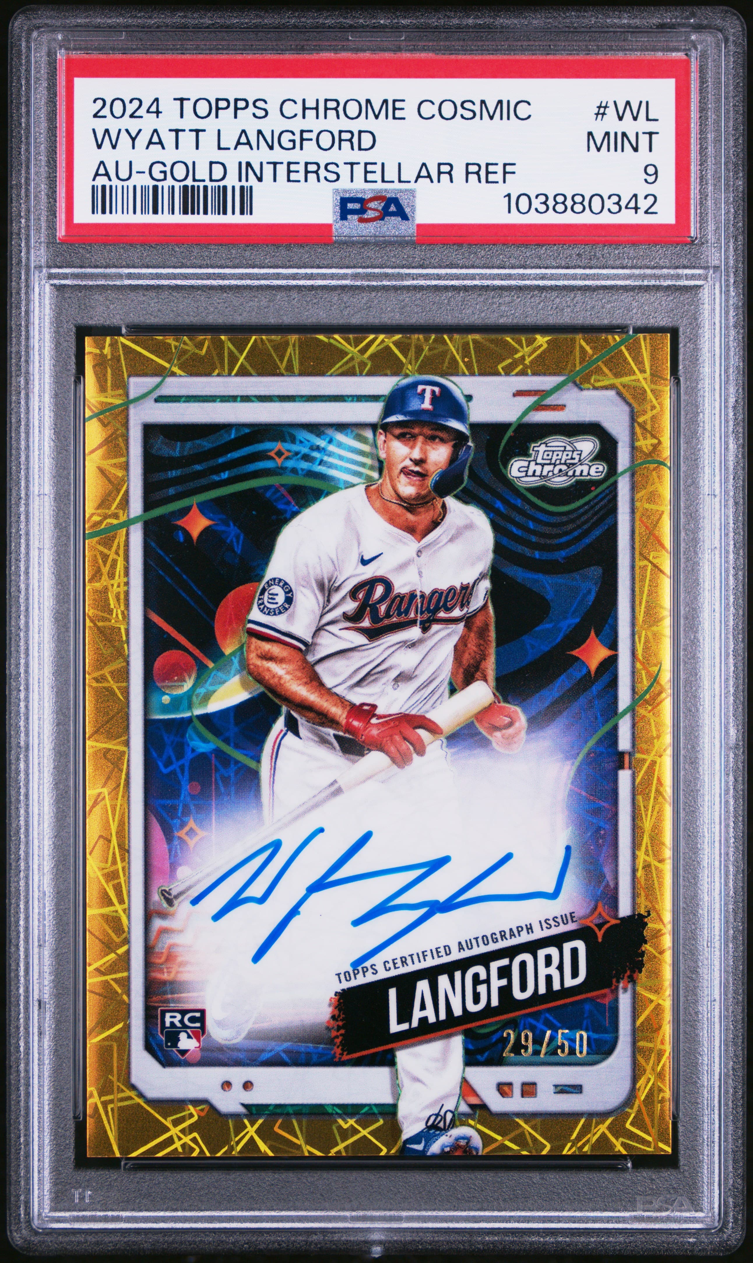 2024 TOPPS COSMIC CHROME COSMIC CHROME AUTOGRAPHS WYATT LANGFORD #WL AU-GOLD INTERSTELLAR REF MINT 9 103880342