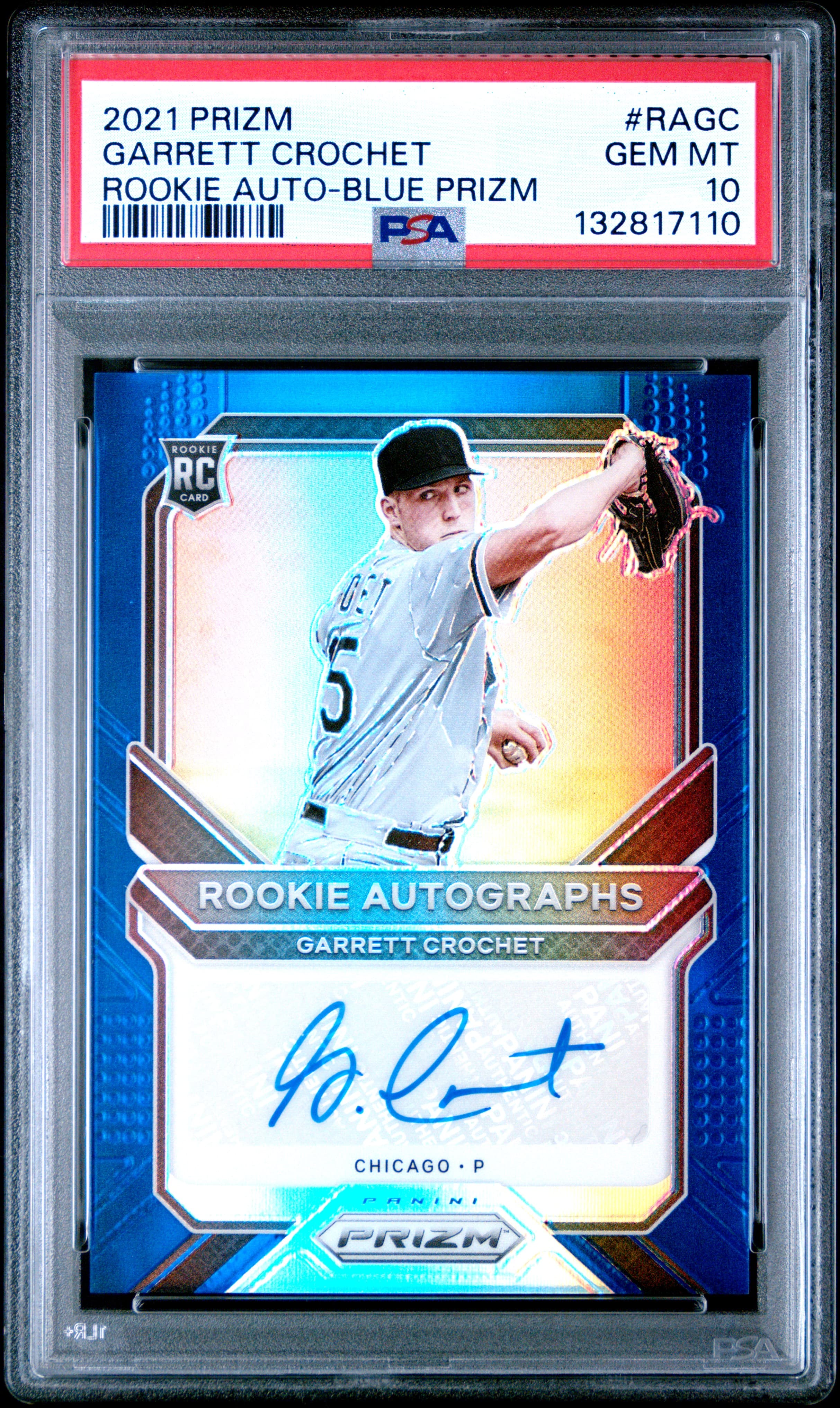 2021 PANINI PRIZM ROOKIE AUTOGRAPHS GARRETT CROCHET #RAGC ROOKIE AUTO-BLUE PRIZM GEM MT 10 132817110