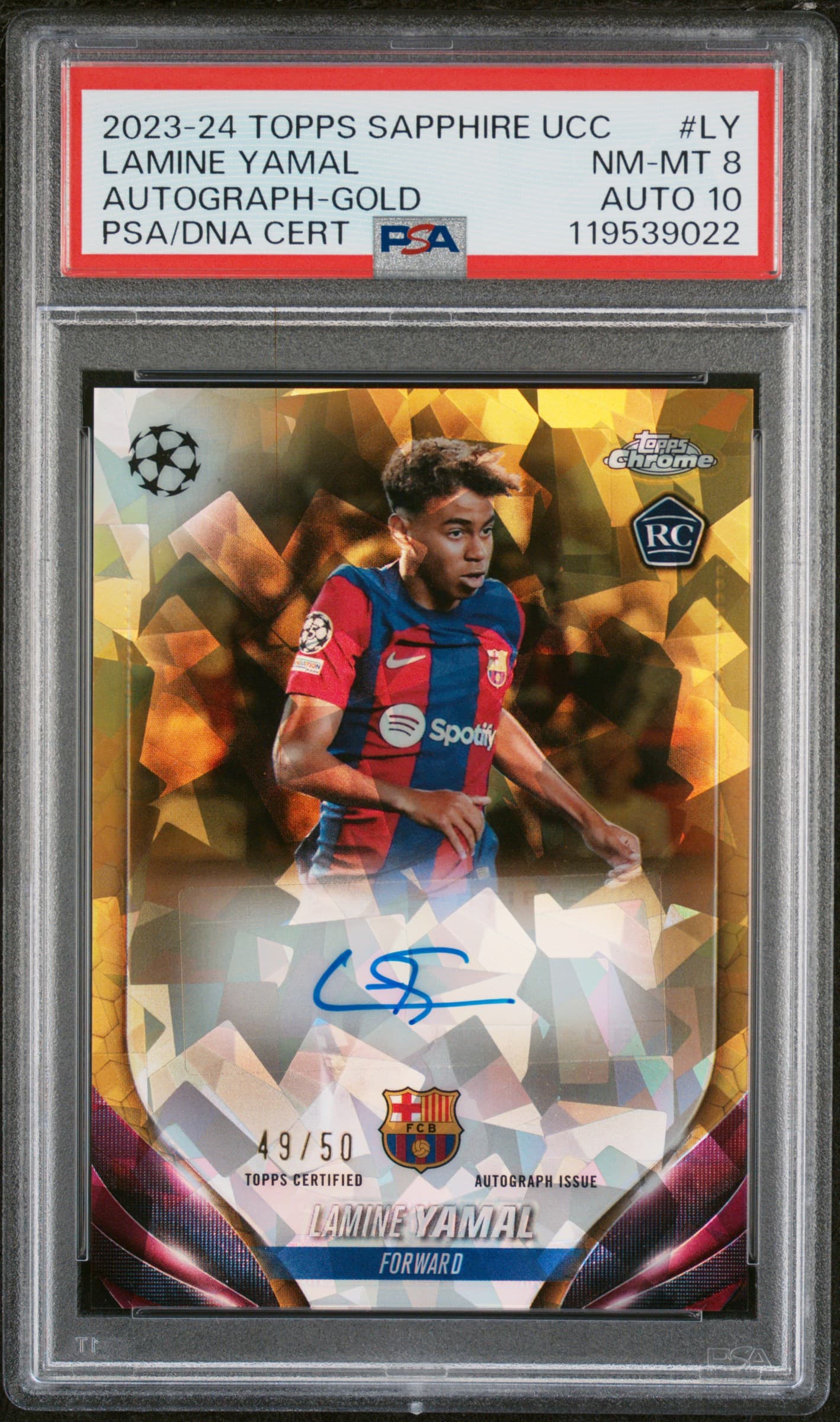2023-24 TOPPS CHROME SAPPHIRE EDITION UEFA CLUB COMPETITIONS CHROME SAPPHIRE AUTOGRAPHS LAMINE YAMAL #LY AUTOGRAPH-GOLD NM-MT 8 119539022