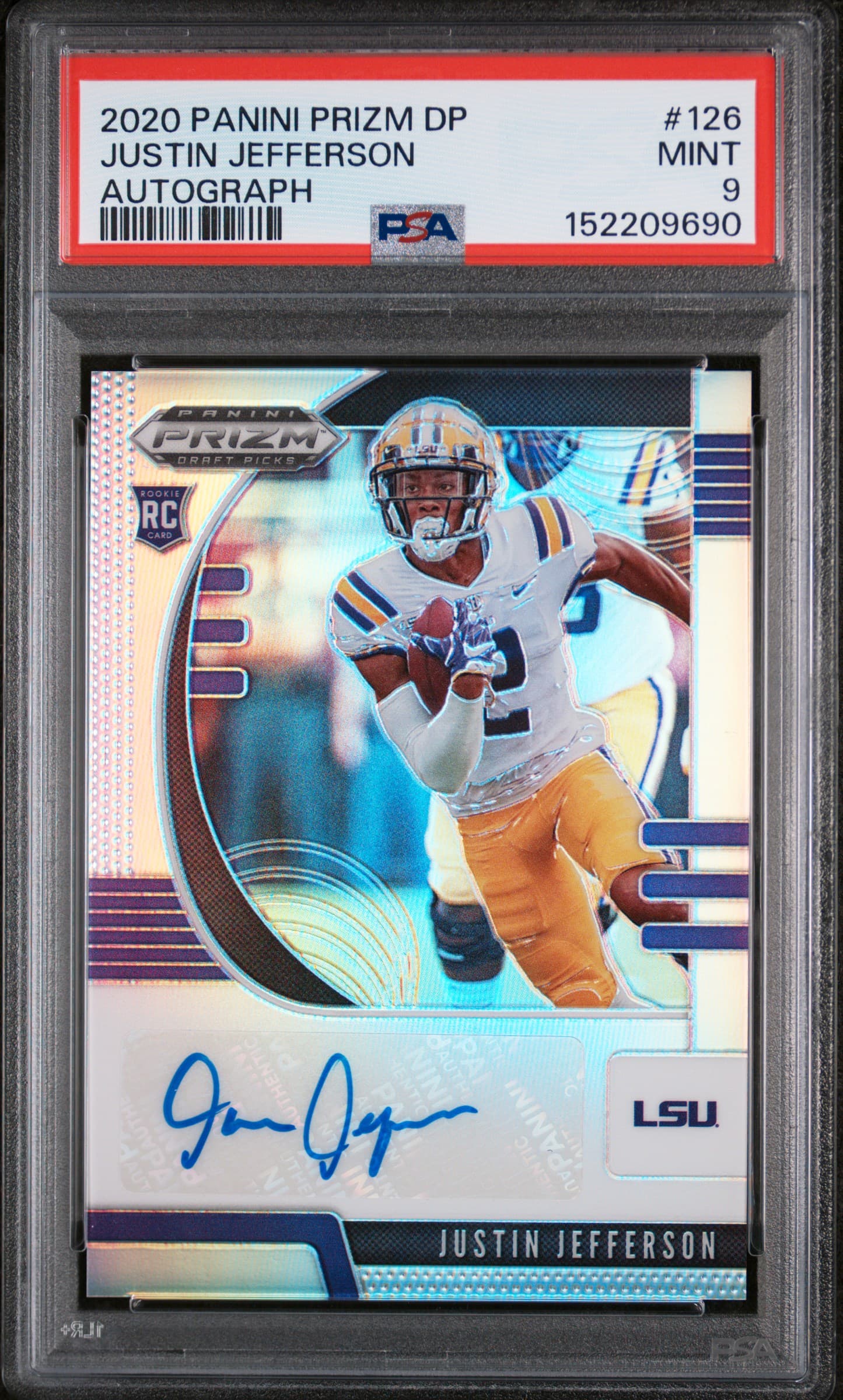 2020 PANINI PRIZM DRAFT PICKS JUSTIN JEFFERSON #126 AUTOGRAPH MINT 9 152209690