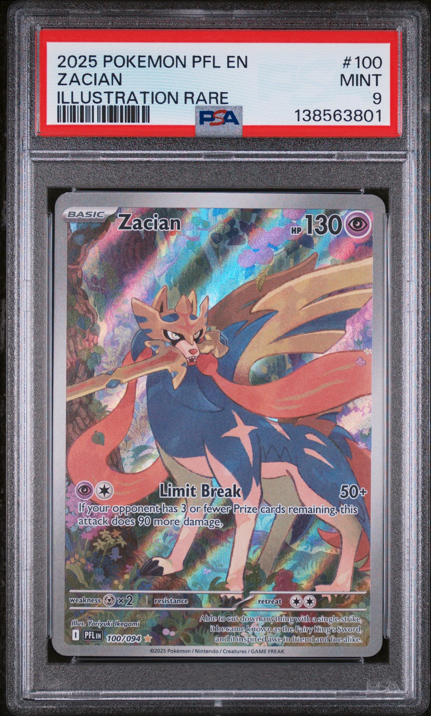 2025 POKEMON PFL EN-PHANTASMAL FLAMES ZACIAN #100 ILLUSTRATION RARE MINT 9 138563801