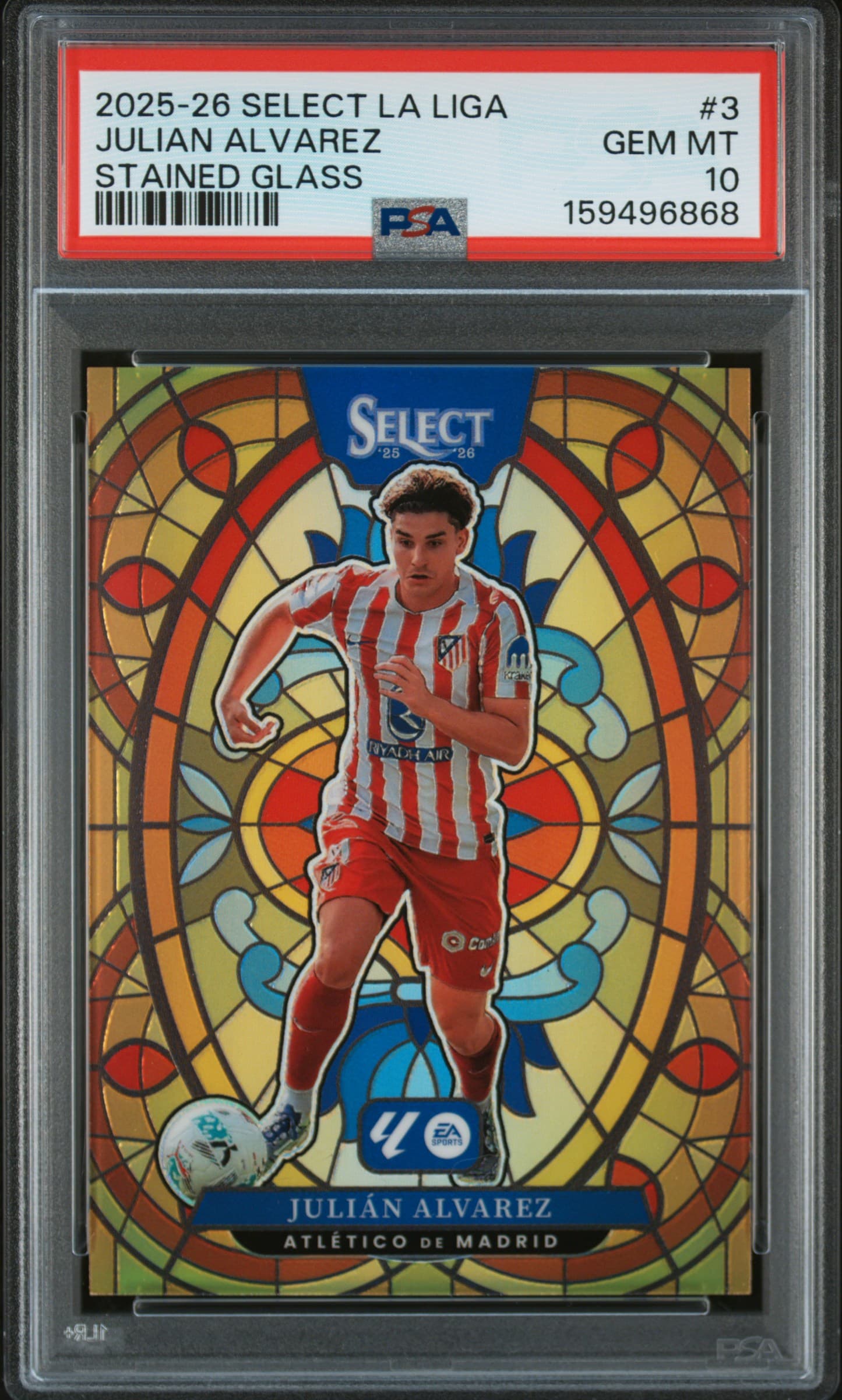 2025-2026 PANINI SELECT LA LIGA STAINED GLASS JULIAN ALVAREZ #3 GEM MT 10 159496868