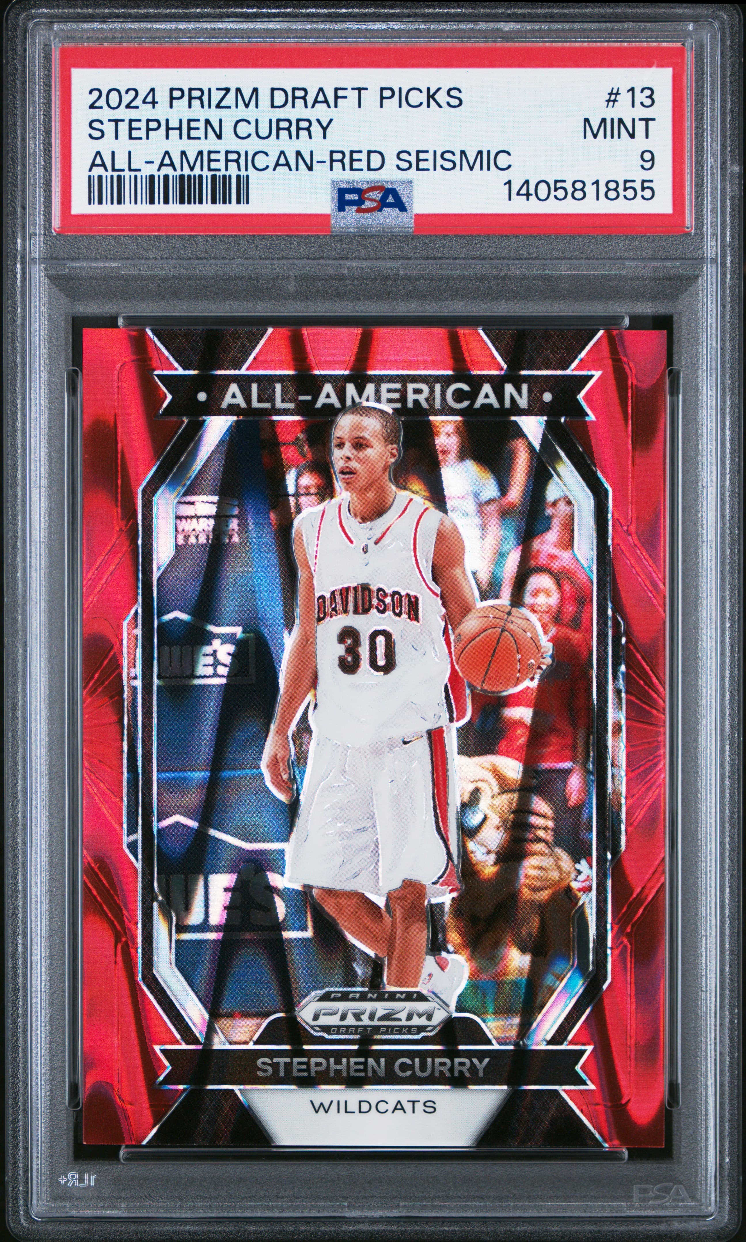 2024 PANINI PRIZM DRAFT PICKS ALL-AMERICAN STEPHEN CURRY #13 ALL-AMERICAN-RED SEISMIC MINT 9 140581855