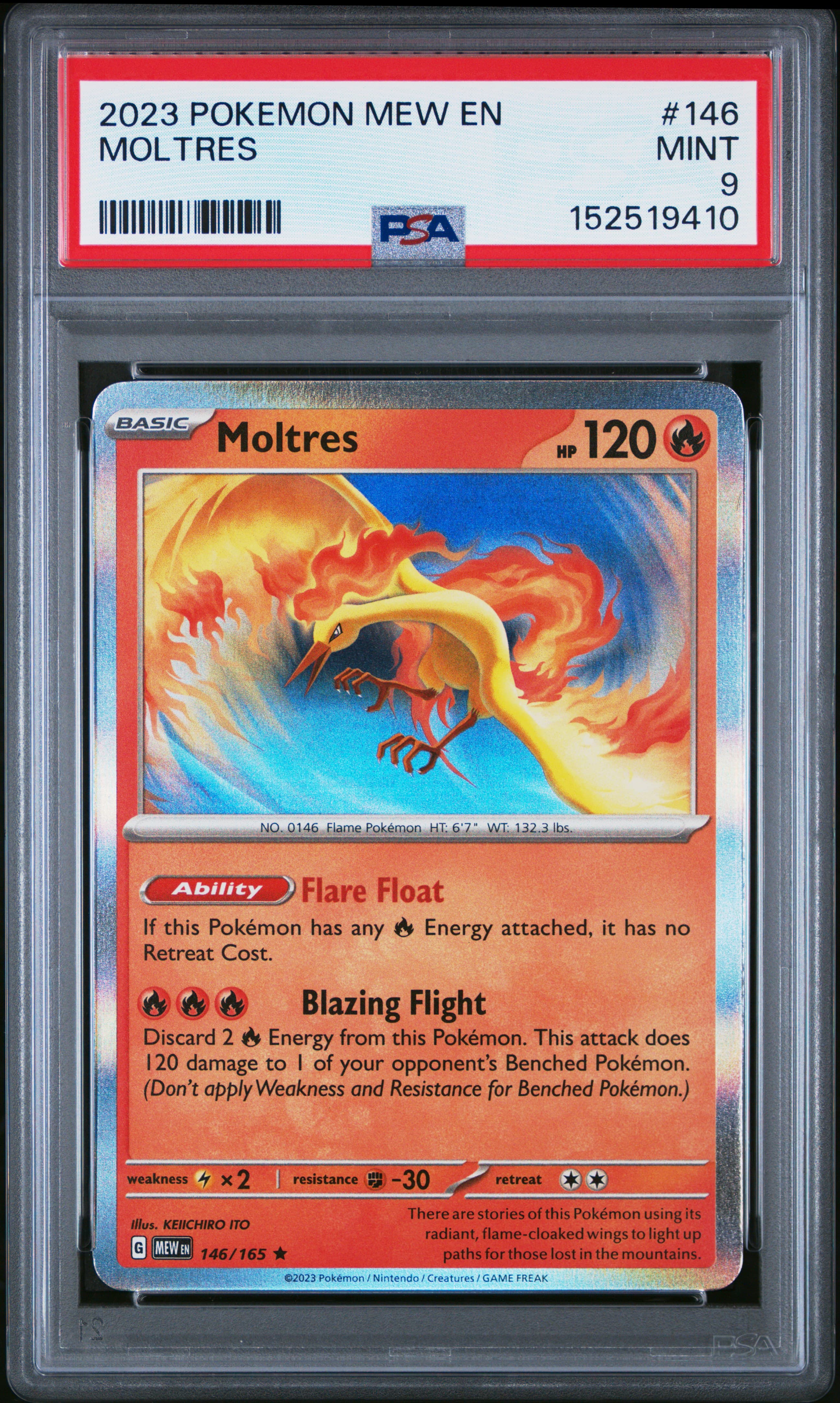 2023 POKEMON MEW EN-151 MOLTRES #146 MINT 9 152519410