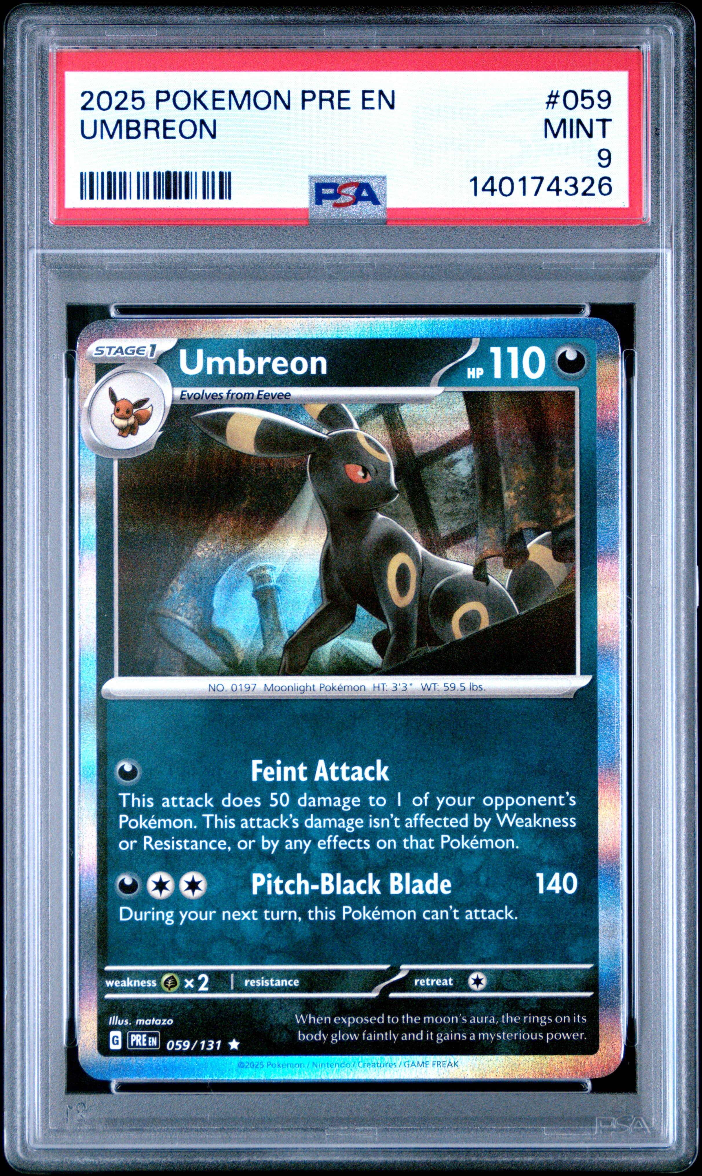 2025 POKEMON PRE EN-PRISMATIC EVOLUTIONS UMBREON #059 MINT 9 140174326