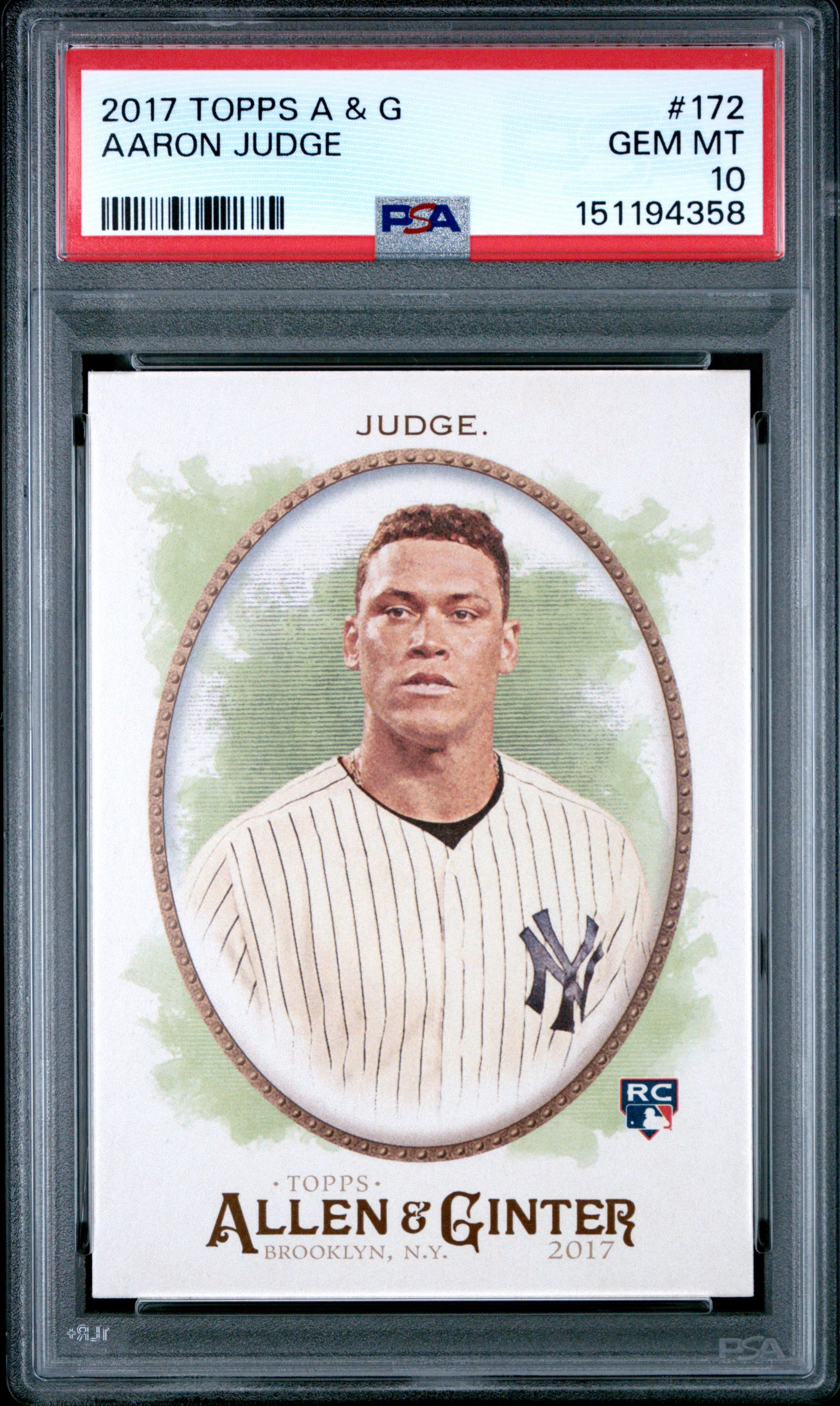 2017 TOPPS ALLEN & GINTER AARON JUDGE #172 GEM MT 10 151194358