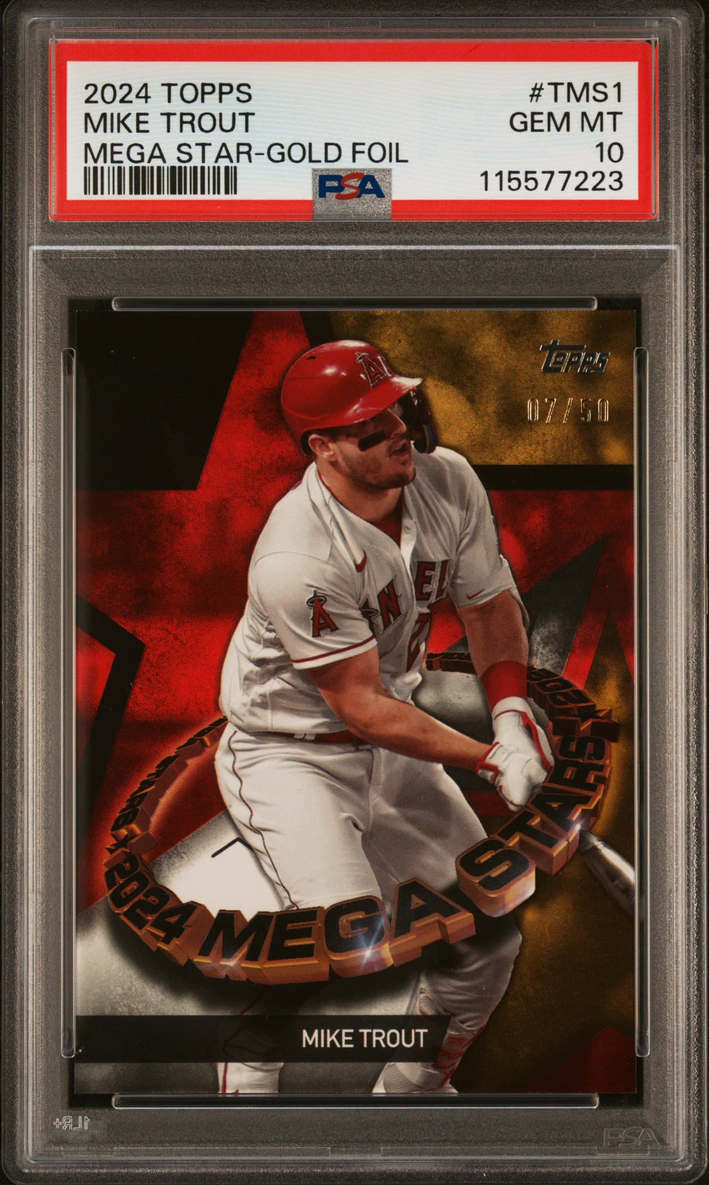 2024 TOPPS MEGA STAR MIKE TROUT #TMS1 MEGA STAR-GOLD FOIL GEM MT 10 115577223