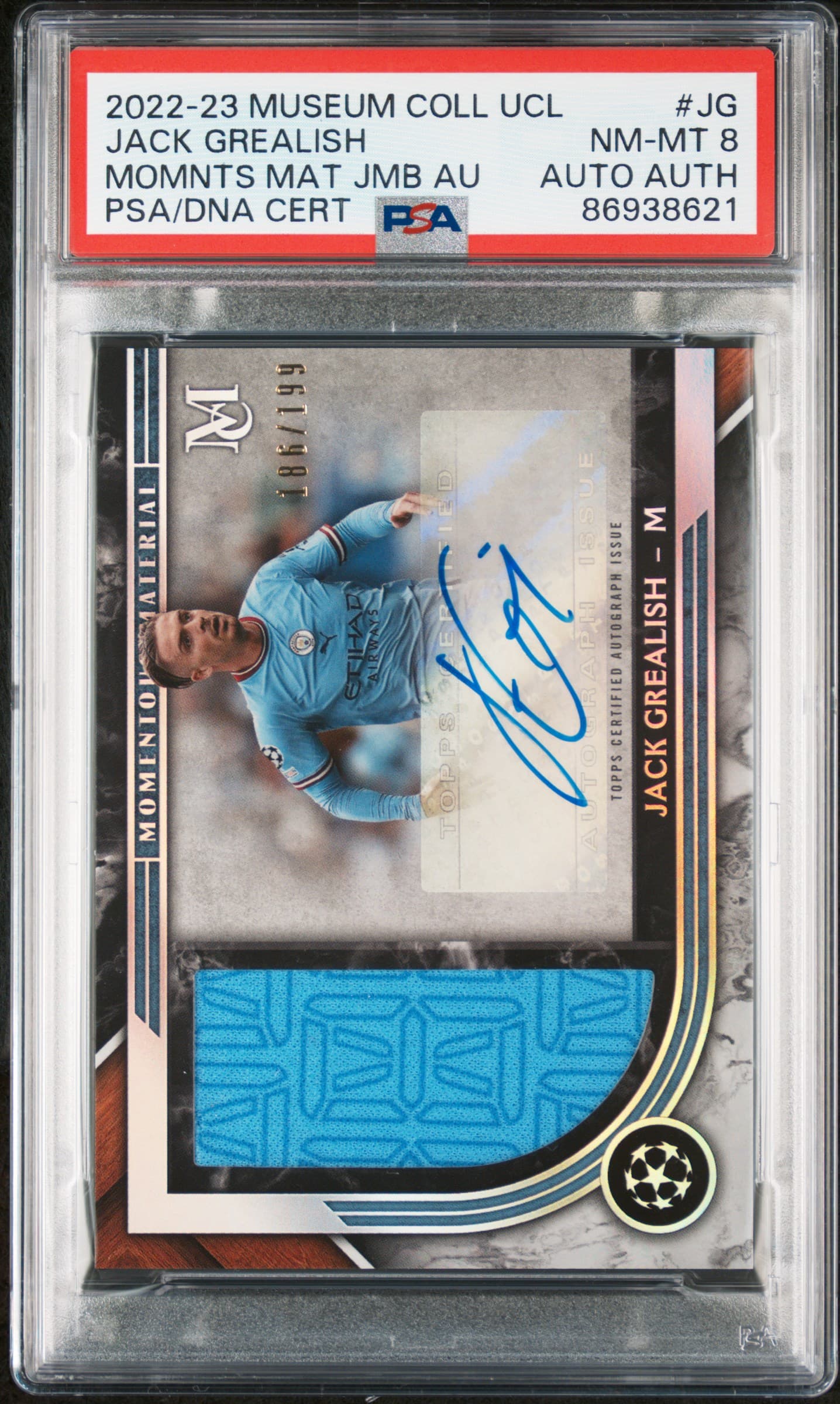 2022-23 TOPPS MUSEUM COLLECTION UEFA CHAMPIONS LEAGUE MOMENTOUS MATERIAL JUMBO AUTOGRAPH RELICS JACK GREALISH #JG MOMNTS MAT JMB AU NM-MT 8 86938621