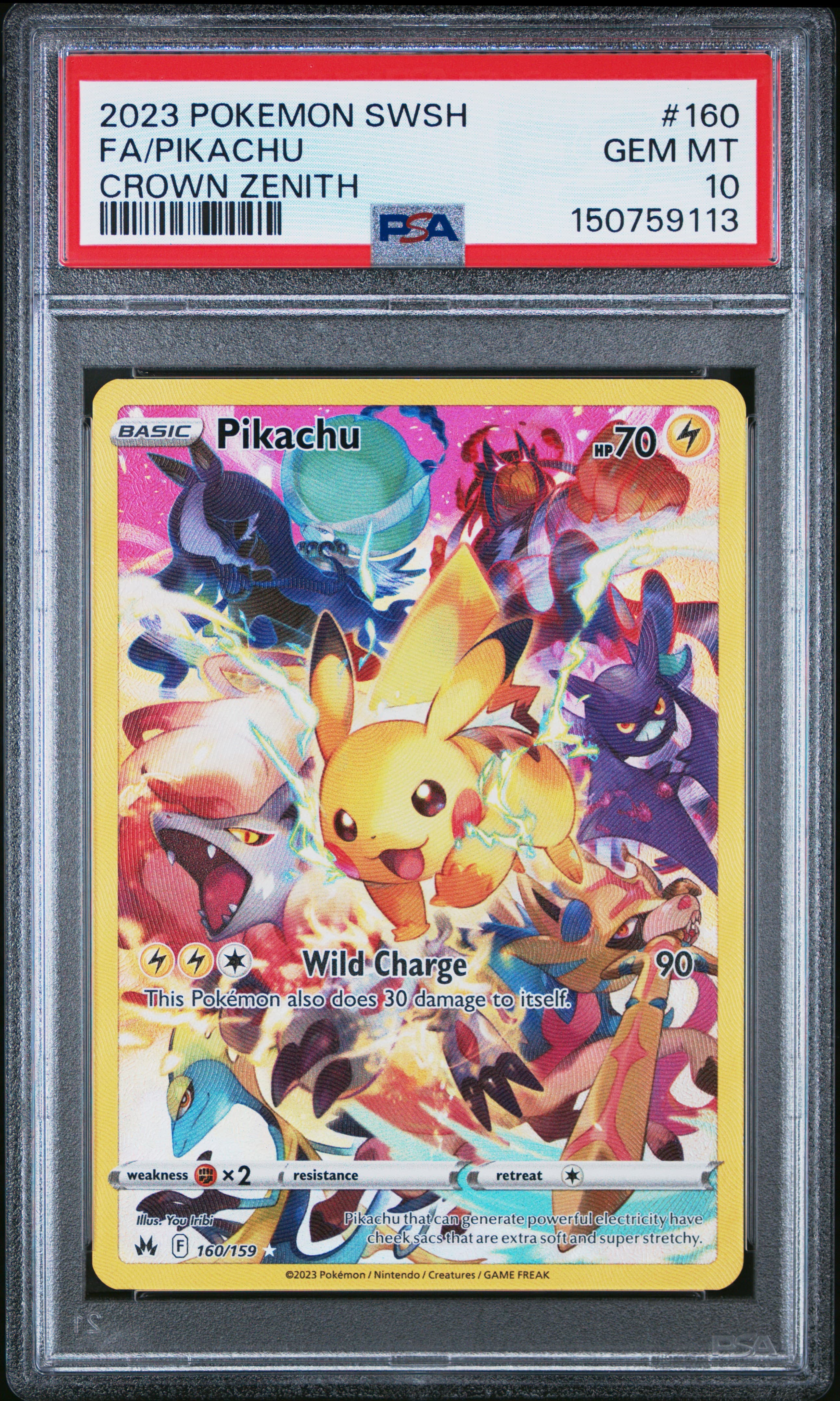 2023 POKEMON SWORD AND SHIELD CROWN ZENITH FA/PIKACHU #160 CROWN ZENITH GEM MT 10 150759113