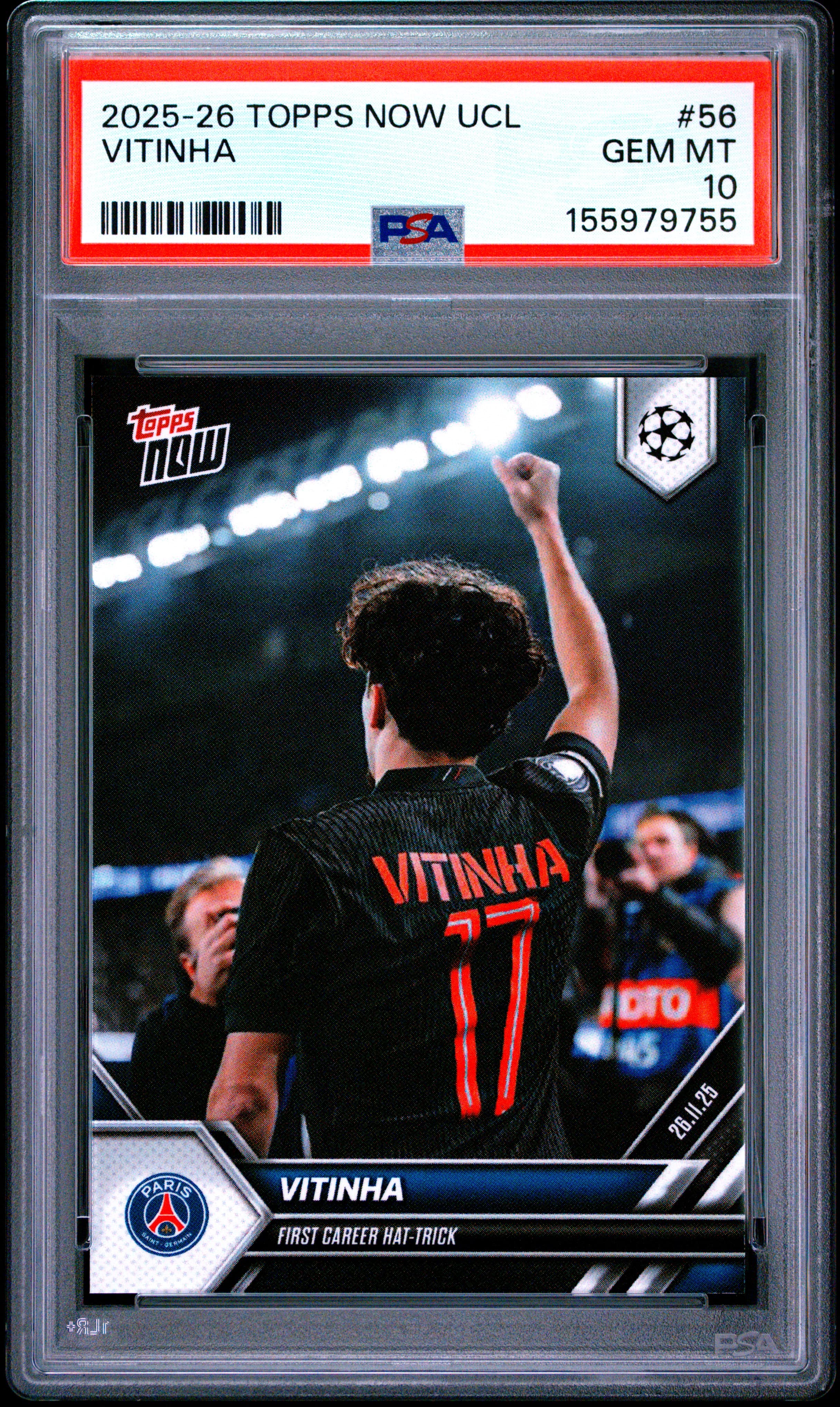 2025-2026 TOPPS NOW UEFA CHAMPIONS LEAGUE VITINHA #56 GEM MT 10 155979755