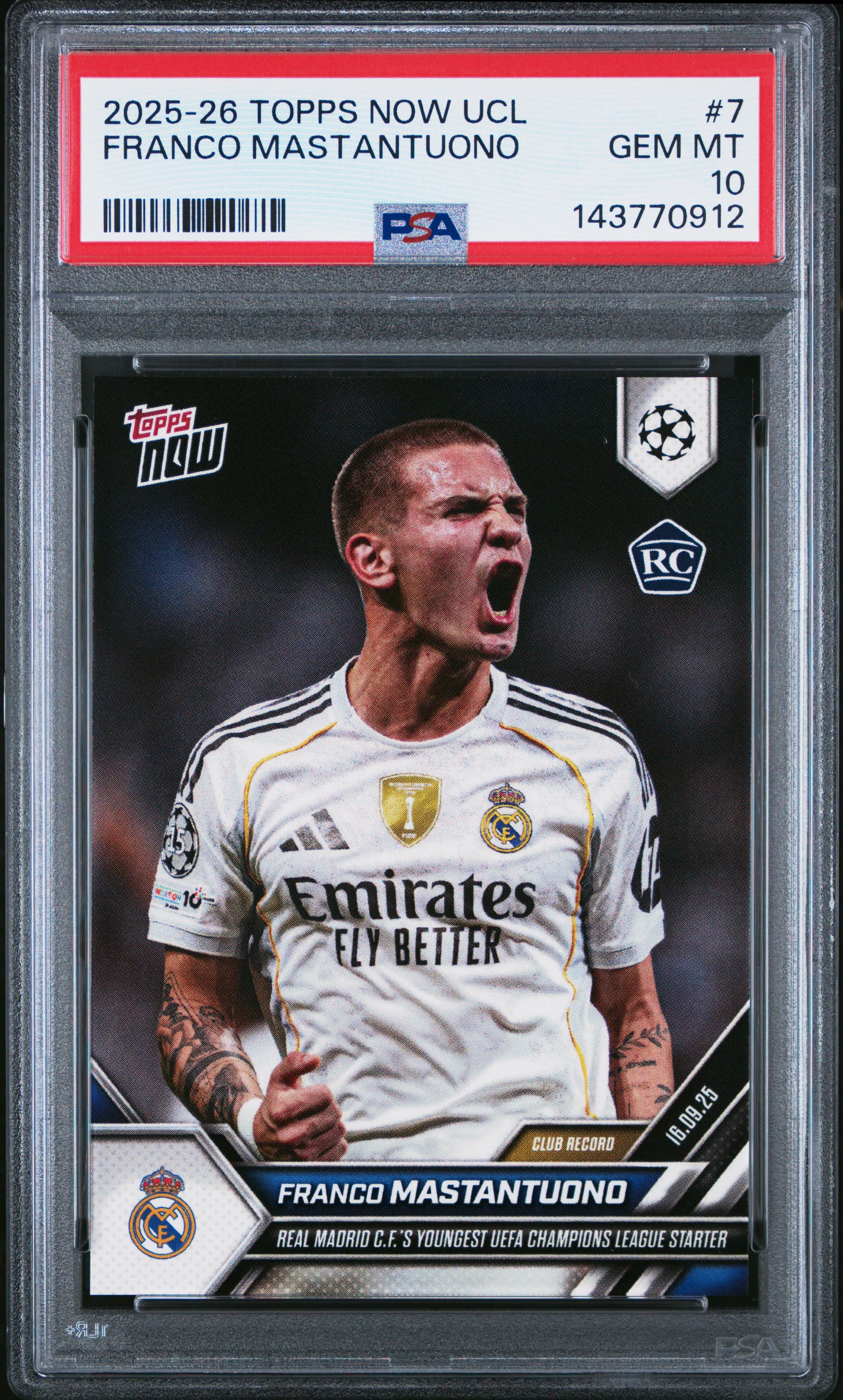 2025-2026 TOPPS NOW UEFA CHAMPIONS LEAGUE FRANCO MASTANTUONO #7 GEM MT 10 143770912