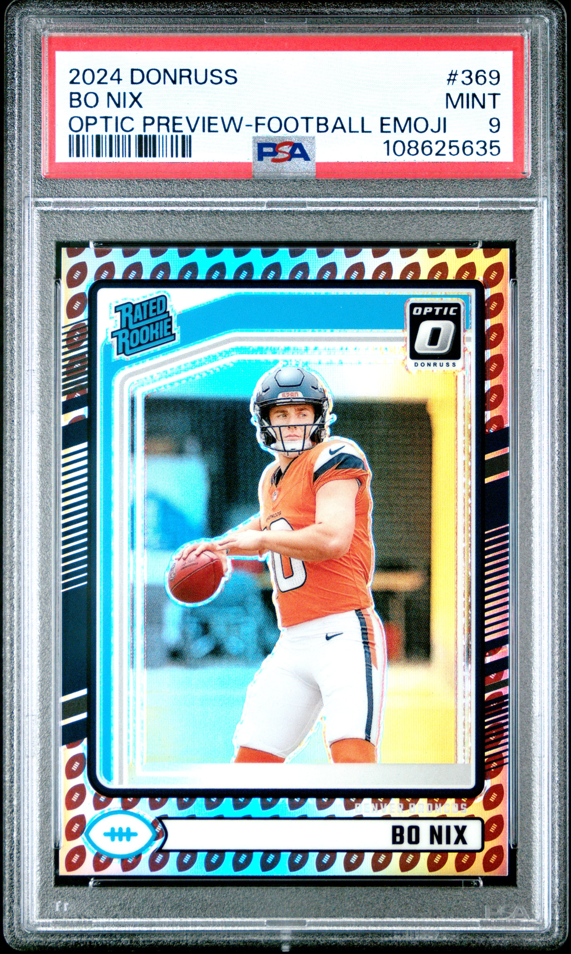 2024 PANINI DONRUSS BO NIX #369 OPTIC PREVIEW-FOOTBALL EMOJI MINT 9 108625635