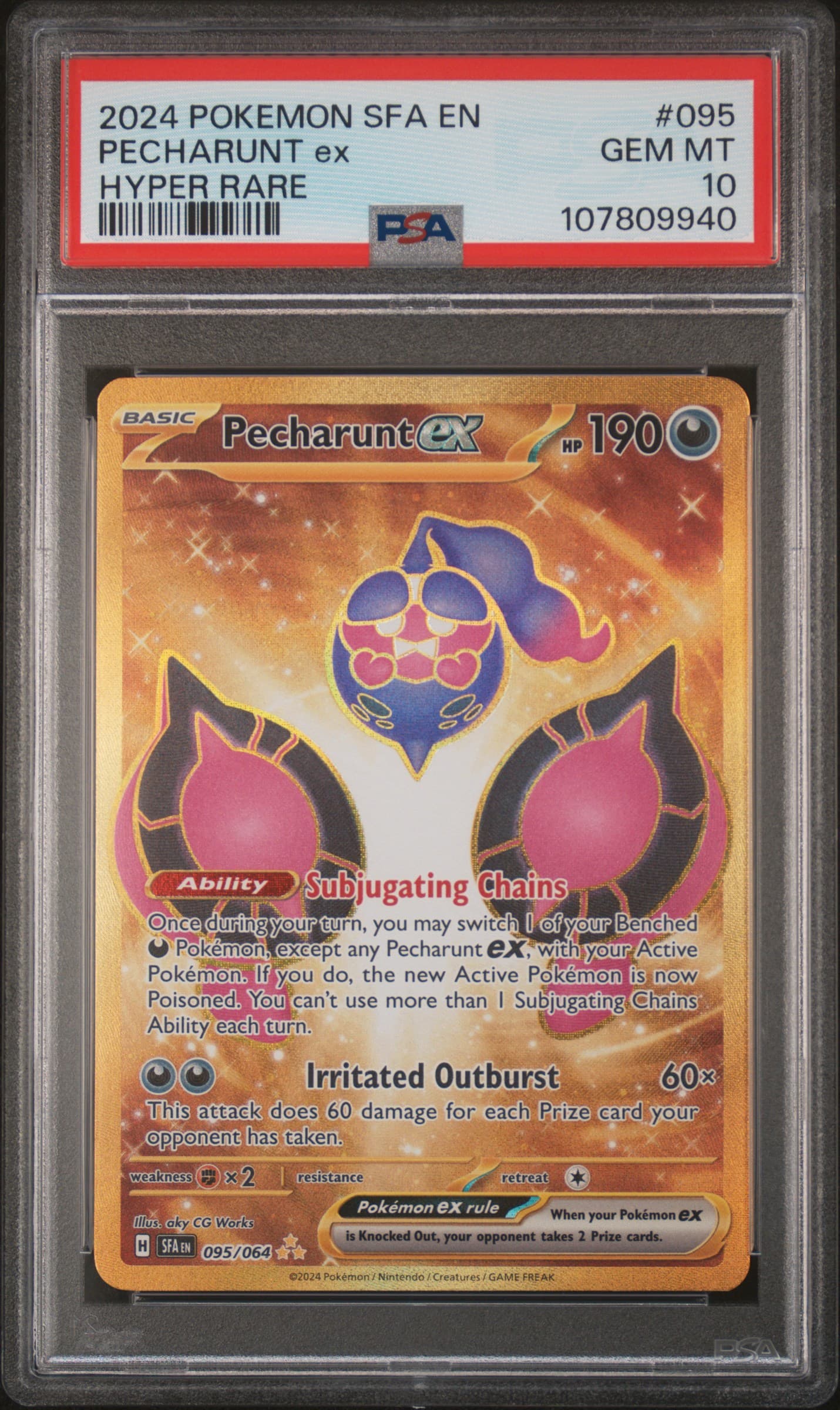 2024 POKEMON SFA EN-SHROUDED FABLE PECHARUNT ex #095 HYPER RARE GEM MT 10 107809940