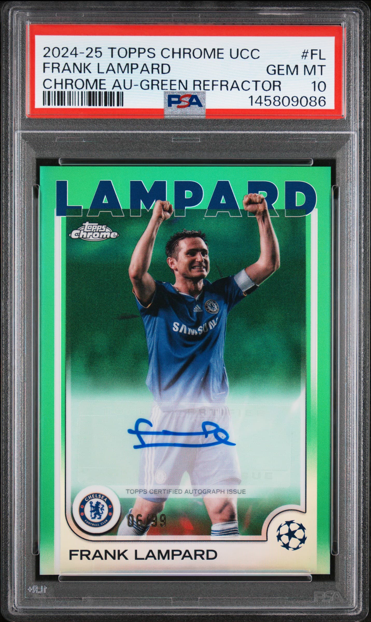 2024-25 TOPPS CHROME UEFA CLUB COMPETITIONS CHROME AUTOGRAPHS FRANK LAMPARD #FL CHROME AU-GREEN REFRACTOR GEM MT 10 145809086